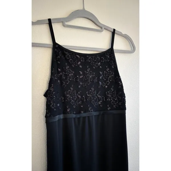 Vintage Y2K Maxi Dress Medium Black Whimsigoth Fairy Hoco Prom High Neck Stretch - Image 2