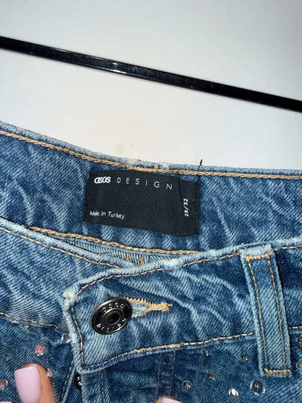 Diamanté jeans ASOS Design Blue Size 28 - Image 6