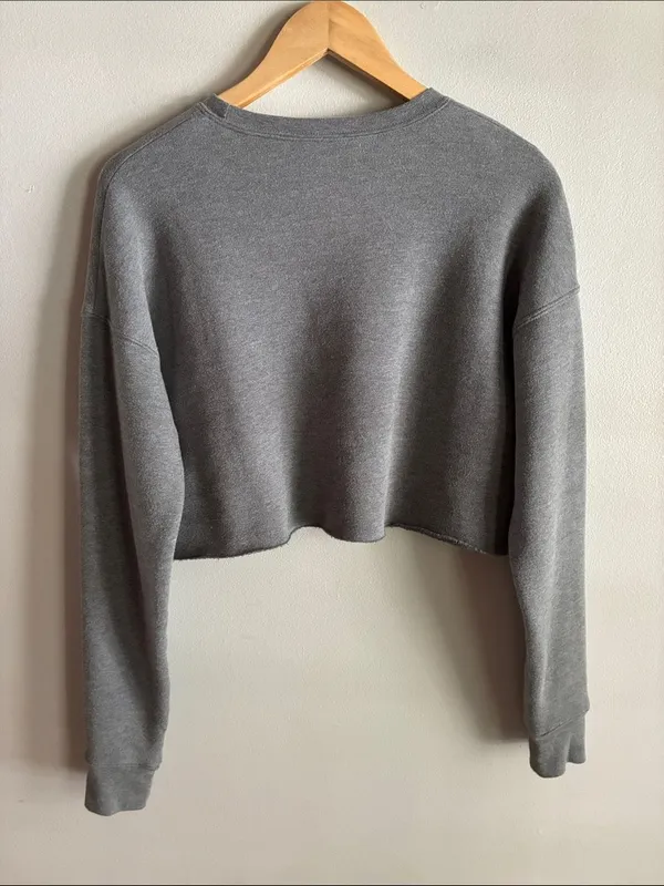 My Sister Year of the Woman Cropped Sweatshirt Gray Oversized Graphic Pullover - Image 5