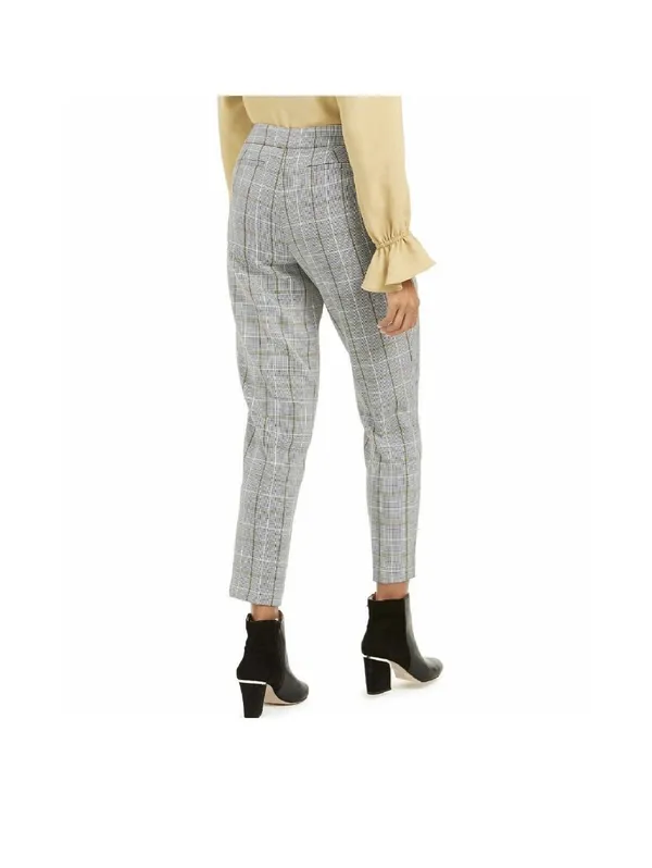Bar III Plaid Ankle Pants Women’s Size 12 Grey Black Yellow Plaid Work Career - Image 2