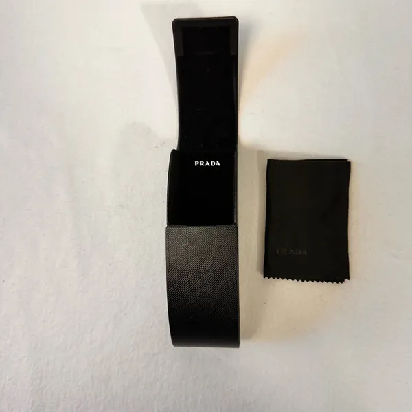 Prada Hard Case Black For Sunglasses Black Faux Leather Cloth Flip Top Magnetic - Image 2