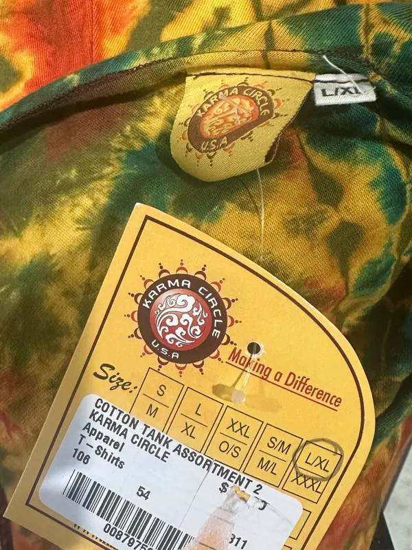 Karma Circle USA Sleeveless Dye Top – Multicolor Swirl – Size L/XL NWT - Image 9