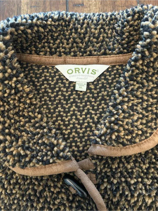 Orvis Tweed-Style Bouclé Jacket with Tan Trim XL - Image 4