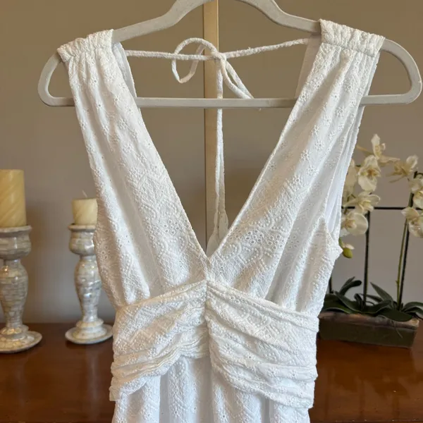 NWT MISA Los Angeles Ksenia Eyelet Maxi Dress White Size M - Image 3