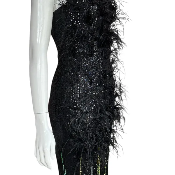 Unbranded Elegant Sequined/Feathered Black and Green Women's Jumpsuit G#8 - Image 8