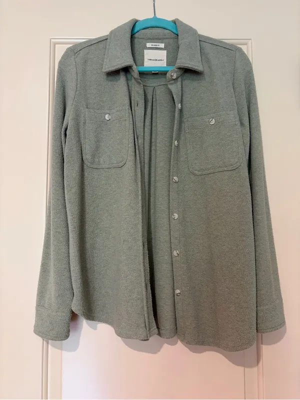 Thread & Supply Soft Sage Green Shacket Size S - Image 4