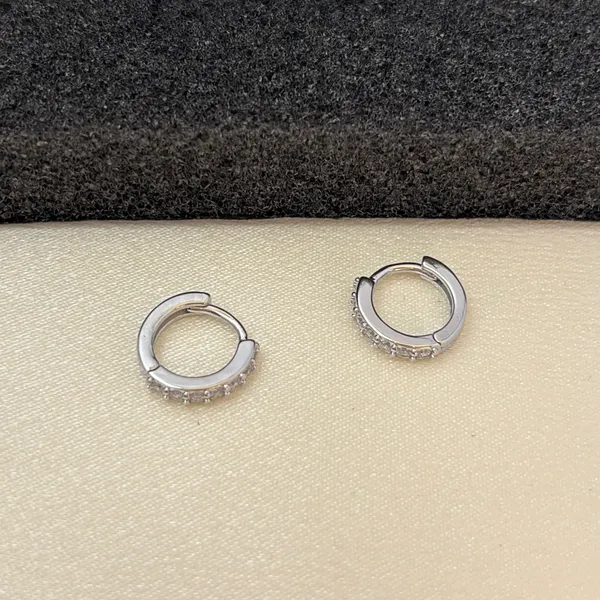 12mm CZ Small Hoop Earrings for Men Women Streetwear Punk Hip Hop Unisex Earring - Image 4