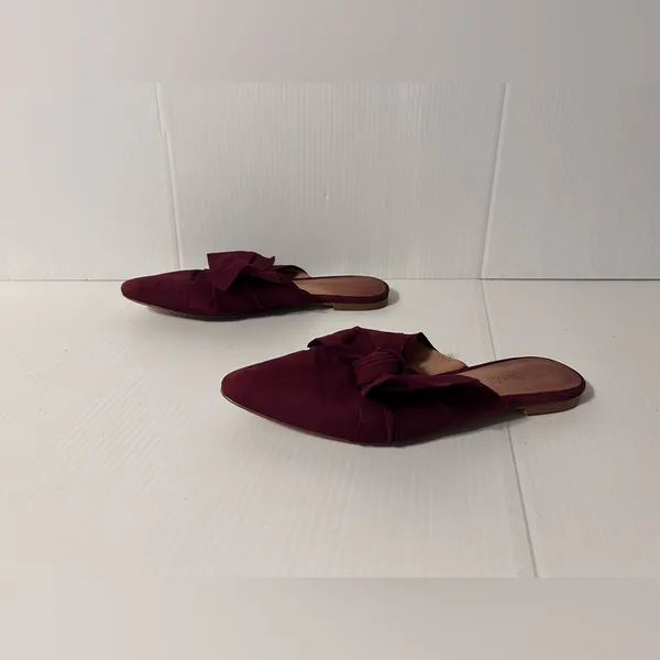 Madewell burgundy pointy toe bow slide mules shoes size 7.5 - Image 3