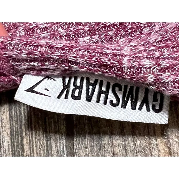 Gymshark Womens Cropped Hoodie‎ Long Sleeve Burgundy Heathered Knit Size Medium - Image 3