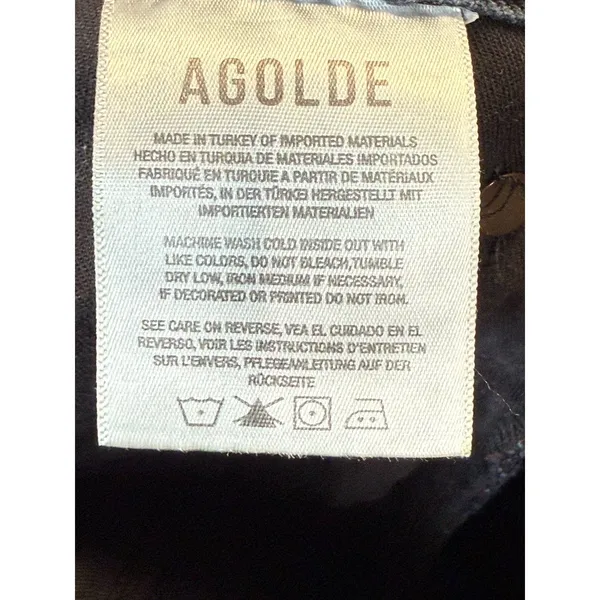 AGOLDE Riley Jeans Womens 28 Black Distressed High Rise Straight Leg Denim - Image 9