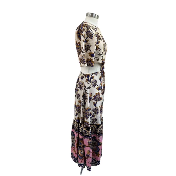 Farm Rio Jasmin‎ Mixed Print Midi Dress Boho Tropical Size M/L - Image 3