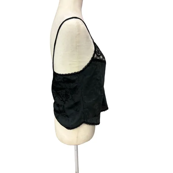 VTG Dreamtime Camisole Top Black Lace Satin Sz M Goth Grunge Witchy Whimsigoth - Image 4
