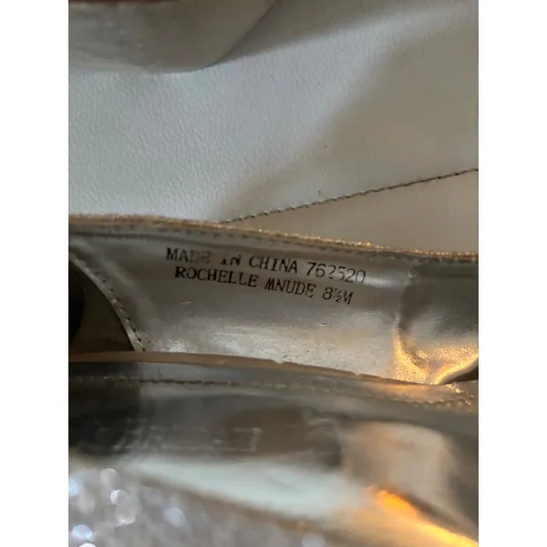 David's Bridal Rochelle Champagne Gold Glitter Peep Toe Pumps Heels‎ Size 8.5M - Image 11