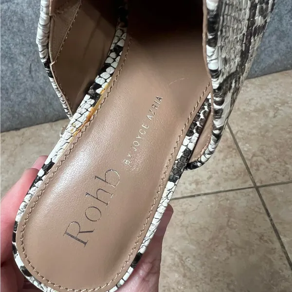 Rohb by Joyce Azria Woman 7 "Willow" faux snakeskin print block heel mules‎ - Image 7