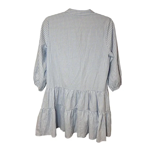 Petal & Pup Daria Dress Tiered Mini Gingham‎ Button White Blue Size Small - Image 4