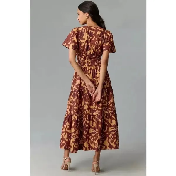 Anthropologie Somerset Maxi Dress in Copper Floral Print Size Small - Image 2