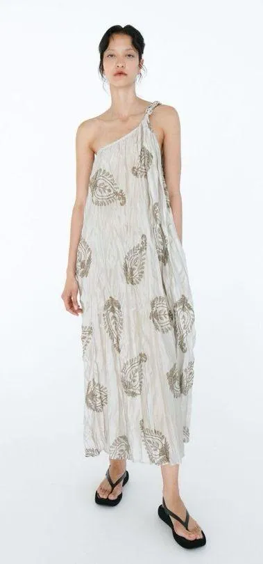 Zara dress maxi oversize fit boho blogger prints casual summer vacation wedding - Image 6
