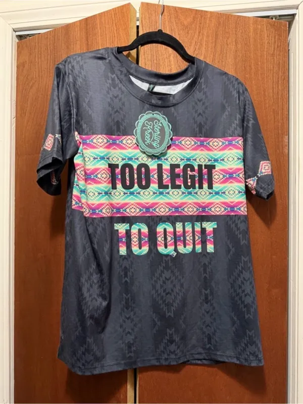 Sterling Kreek Too Legit to Quit Black Graphic Tee with Aztec Stripe - Image 3
