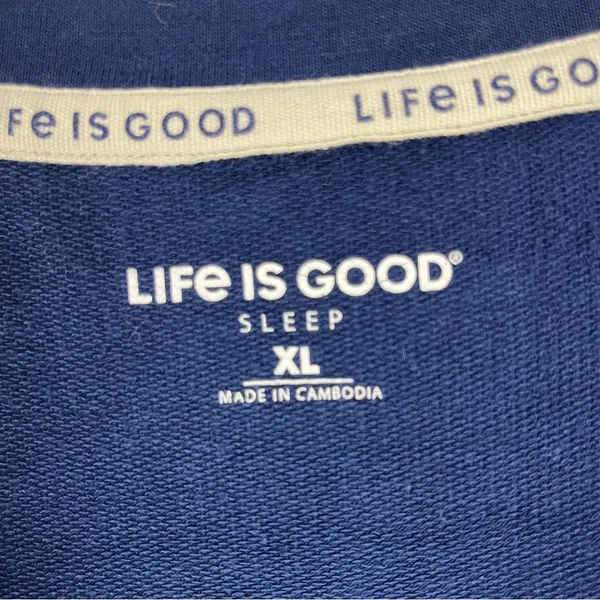 LIFE IS GOOD Blue Long Sleeves Dog Paw Print Sleep Sweatshirt, Size XL - Image 3