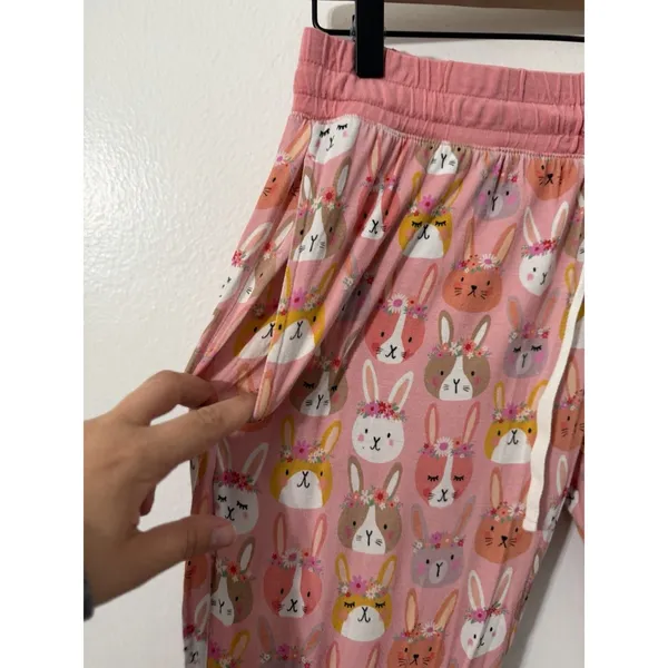 Little Sleepies Pink Boho Bunnies Womens Pajama Jogger Pants Sz Sm Easter Floral - Image 4