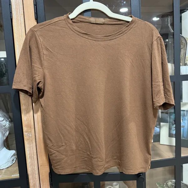 Nuuds boxy chocolate tee short sleeve cooling cropped crewneck rayon loungewear - Image 6