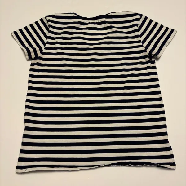 Ralph Lauren Sport T-Shirt Women Large Navy White Striped V-Neck Pima Cotton - Image 4