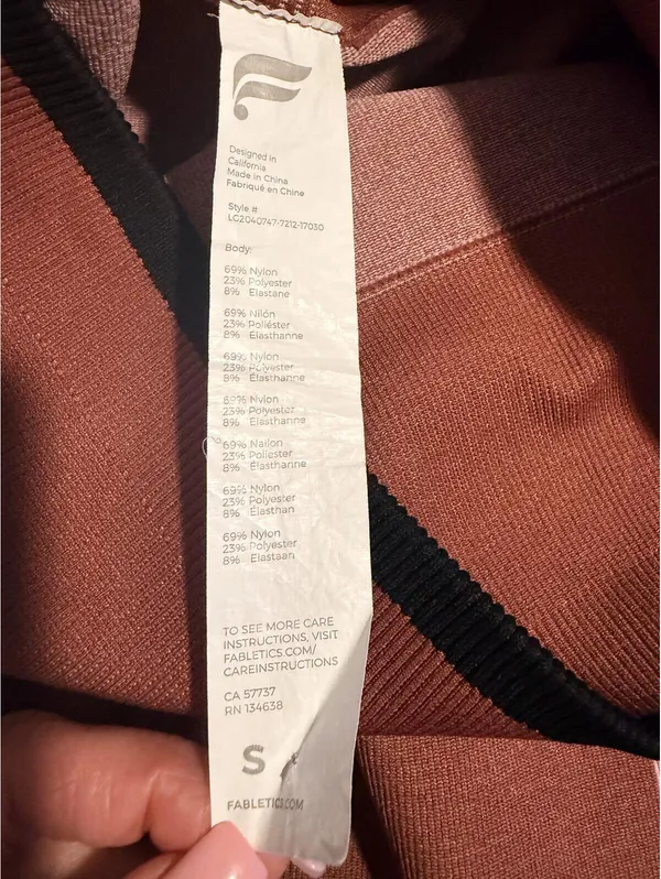Fabletics Women's Small Leggings Rust with Pink Side Stripes - Image 3