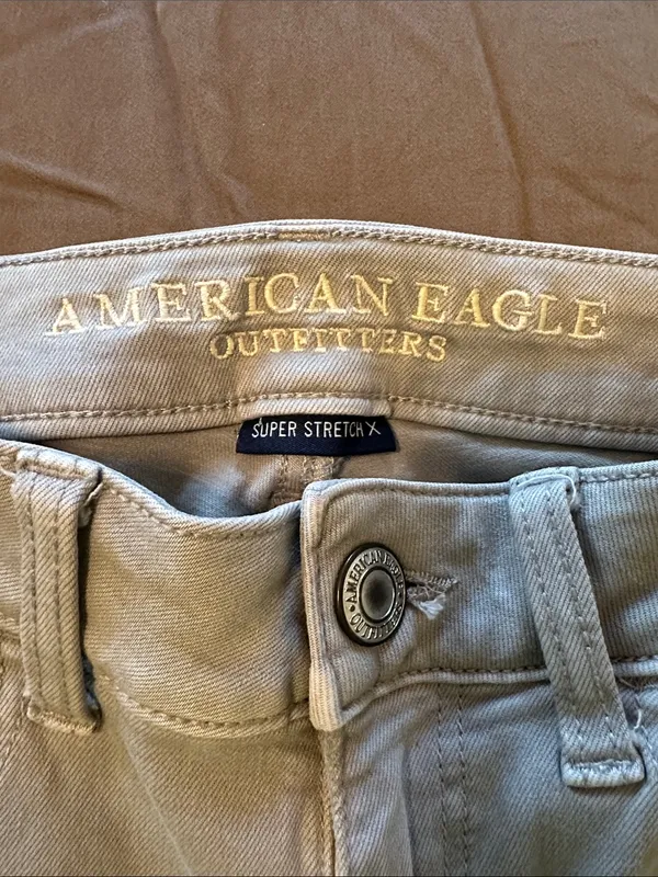 American Eagle Outfitters Light Gray Ripped Skinny Jeans - Image 2