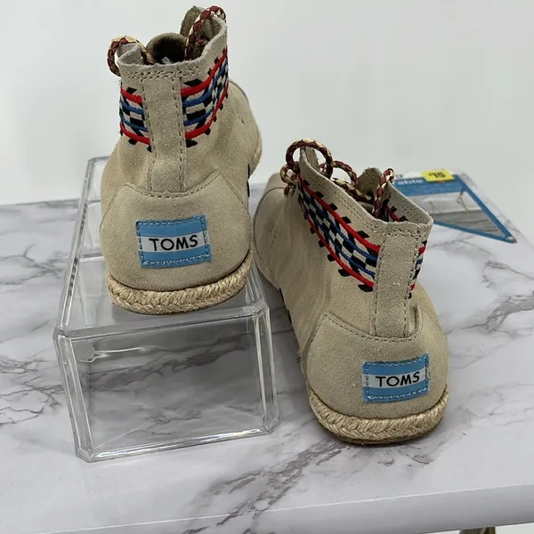 TOMS Sand Alarco Desert Chukka Boot Women 7‎ Aztec Lace Up Booties Beige Boho - Image 3