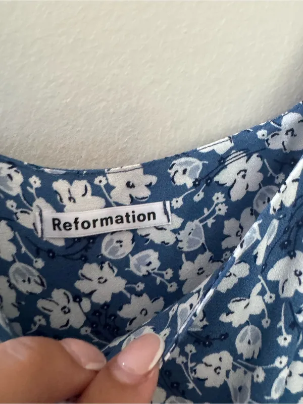 Reformation Blue Floral Scoop Neck Cami - Image 3