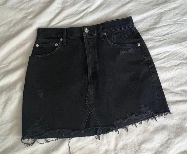 Quinn black denim distressed mini Jean skirt 28 - Image 12
