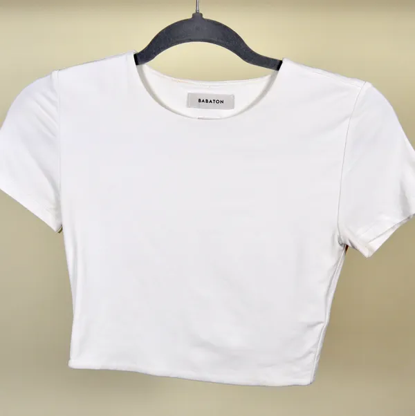 Babaton Contour Crew Cropped Tee In White - Image 2