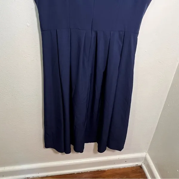 Women's Size XL Sleeveless Fit & Flare Dress Navy Blue Scoop Neck Pleated‎ Skirt - Image 7