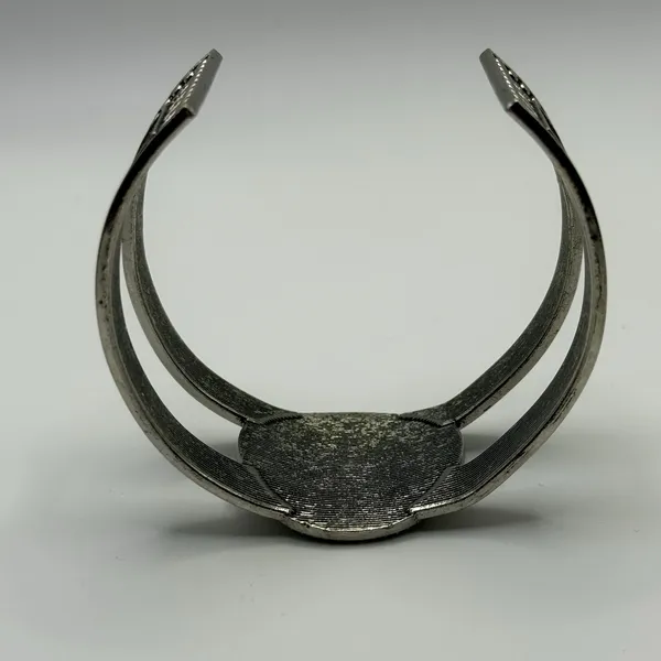 Boho Geometric Wide Cuff‎ Bracelet Adjustable Abstract Silver Tone Hippie Chic - Image 6