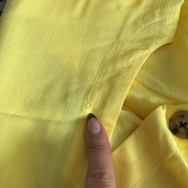 LOFT BUTTER YELLOW BUTTON FLARE MINI DRESS V NECK BUTTON DOWN SIZE 8 - Image 11
