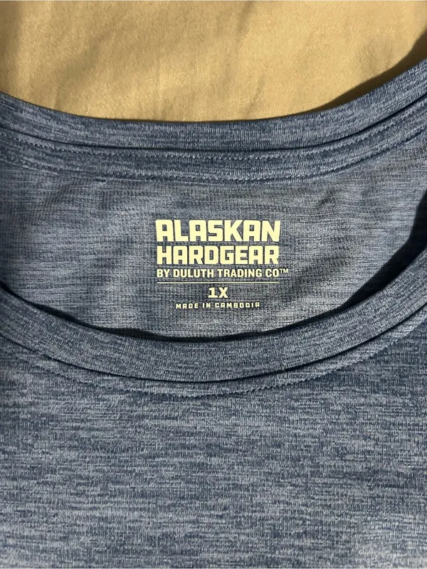 Duluth Trading Co Alaskan Hardgear Heathered Blue Short Sleeve Size 1X - Image 2
