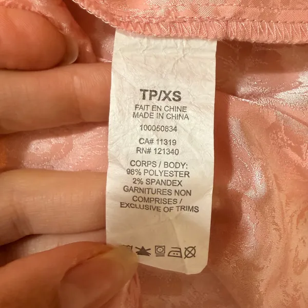 Garage Blush Pink Floral Satin Jacquard Slip Dress Mini V-Neck Adjustable Straps - Image 9
