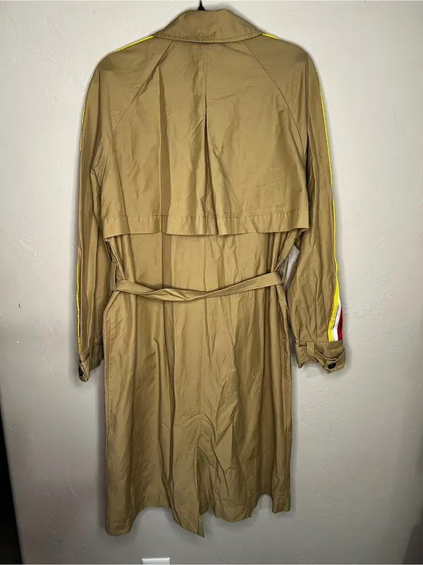 Zara TRF Beige Striped Belted Beige Trench Coat Utility Streetwear Duster Jacket - Image 10