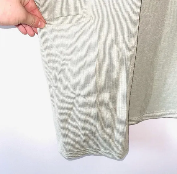 Anthropologie DONNI. Sandwash Ribbed Open Front Cardigan Tan White Stripe NWT - Image 5