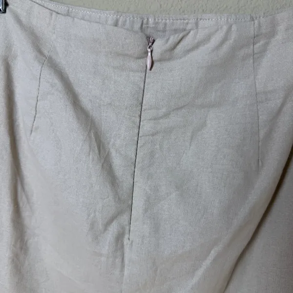 PRINCESS POLLY New Cariss Linen Blend Mini Skirt Beige Tan Size 4 - Image 7