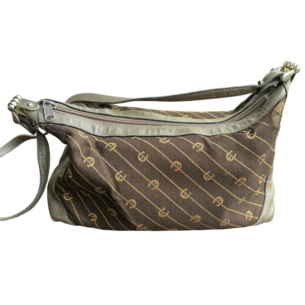 Etienne Aigner Vintage Monogram Logo Shoulder Bag Brown‎ Canvas Leather Trim - Image 2
