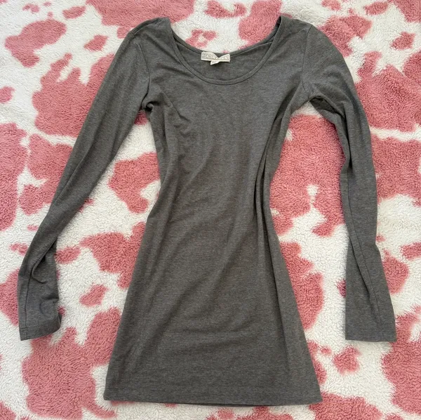 Y2K Forever 21 Heather Gray Bodycon Mini Dress XS Soft Girl Coquette - Image 2