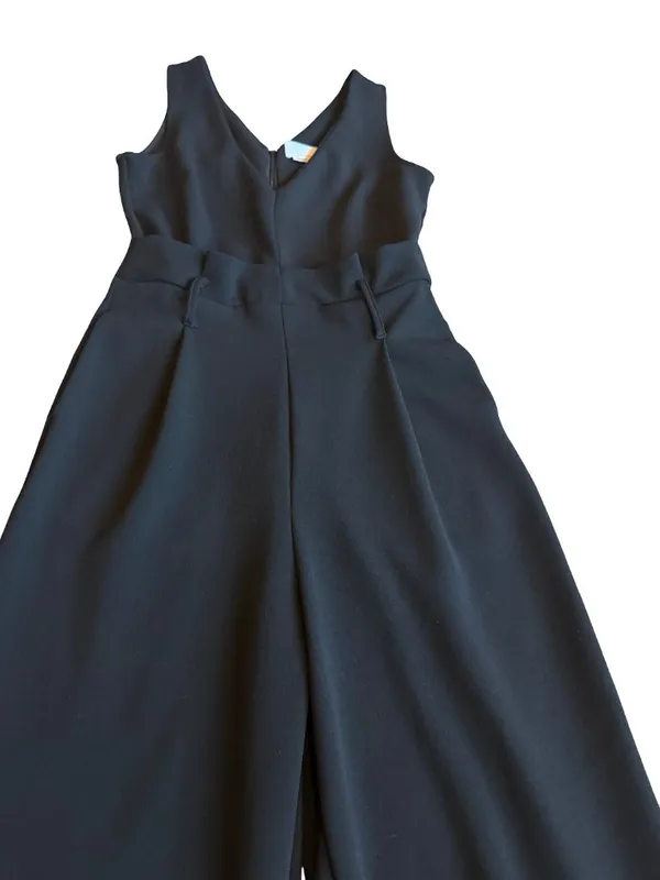 Anthropologie Black Sleeveless Jumpsuit Black Wide Leg Dress Up Down SIze Small - Image 6
