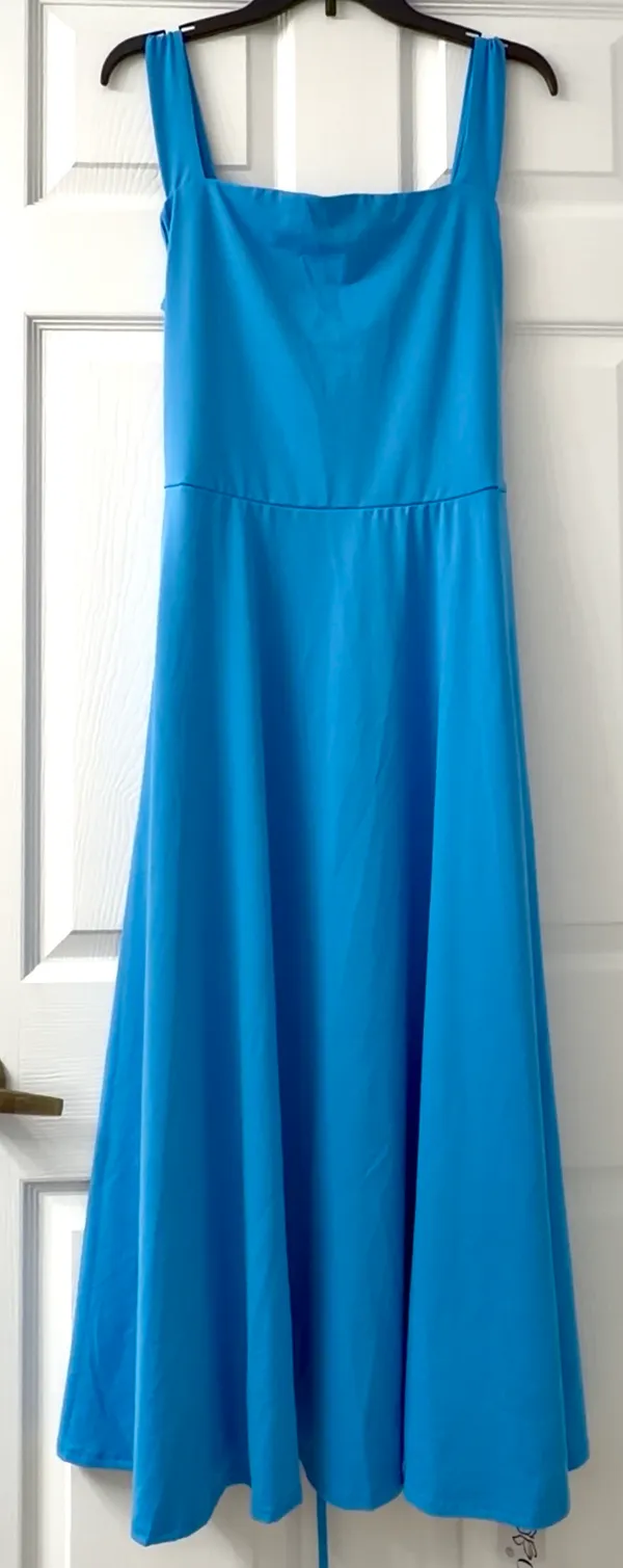 OYS~ Elegant Blue Women's A-Line Dress with Pockets. XL - Image 2