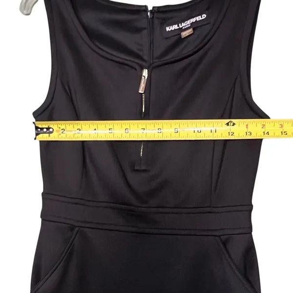 Karl Lagerfeld Paris Dress Womens 4 Sleeveless Sheath Zipper Pockets Career Work - Image 3