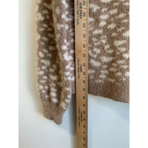 Abercrombie & Fitch Soft Collection Sweater Furry Eyelash Leopard Print Scoop XS - Image 7