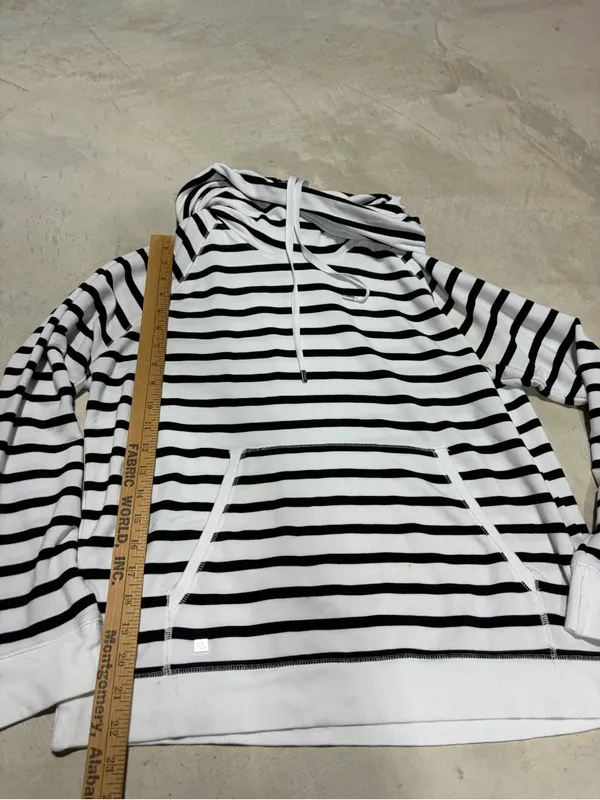 Lauren Ralph Lauren Striped Black & White funnel neck Pullover Sweatshirt large - Image 3