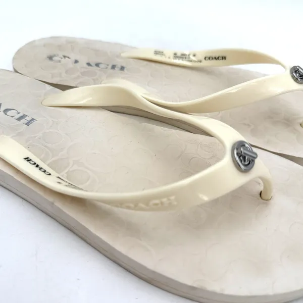 Coach Women's White Abbigail Flip Flop Thong Sandals Size 9 - Image 2