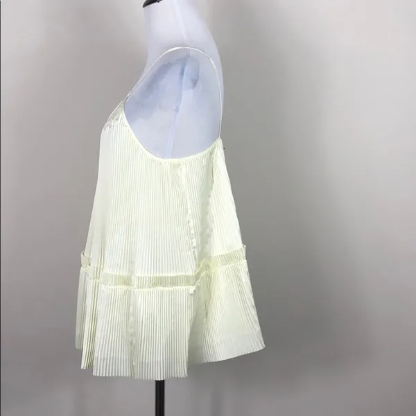 Lewit Green Essence Pleated Swing Top Square Neck Spaghetti Strap Yellow Size XS - Image 5