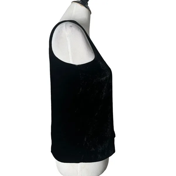 J.Crew 90s Whimsigoth Grunge Scoop Neck Plush Velour Tank‎ Top Shell 0 Black - Image 8